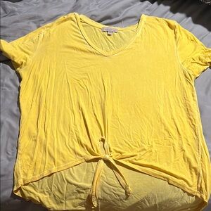 Yellow V-Neck Tie-Front Women's Top